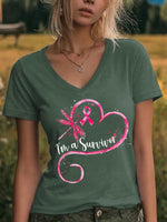 I'm A Survivor Dragonfly V-neck Casual T-shirt