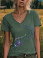 Never Give Up Suicide Prevention Awareness V-neck Casual T-shirt