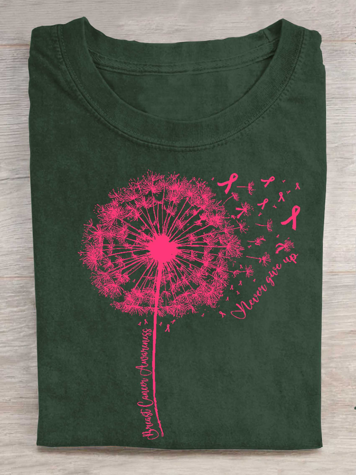 Dandelion Breast Cancer Awareness Print T-shirt