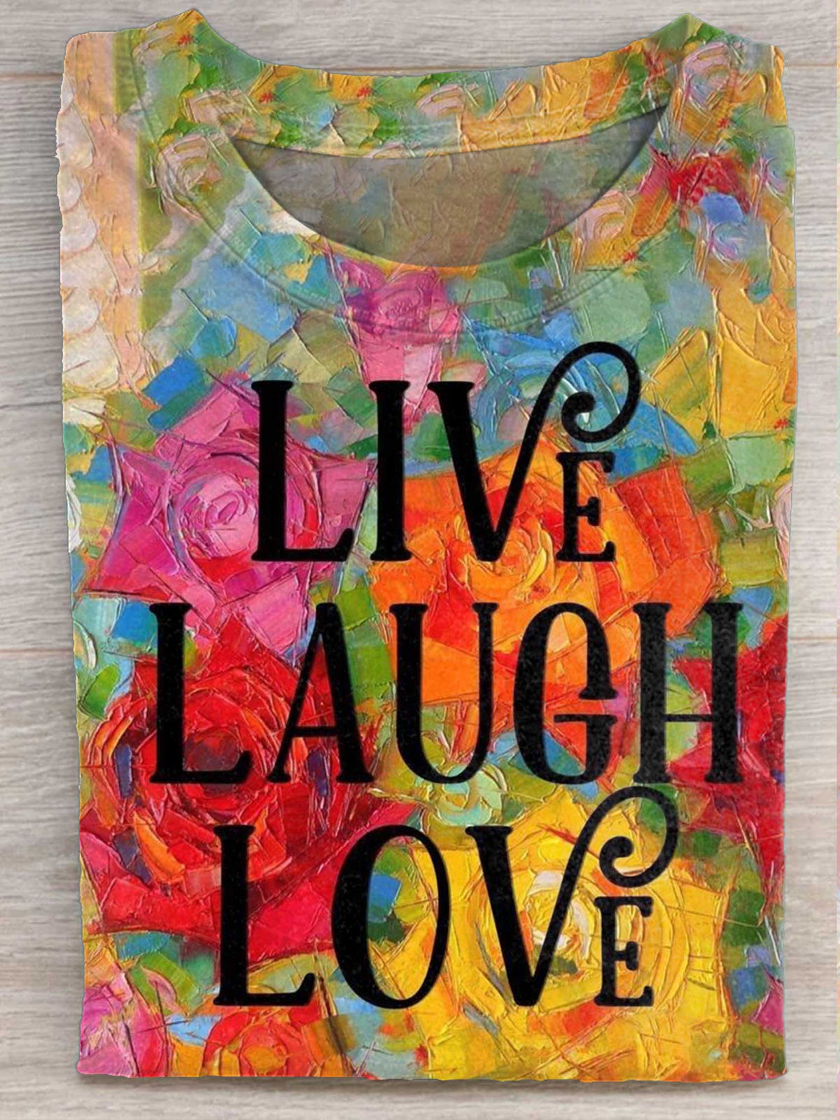 Live Laugh Love Print T-shirt