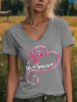 I'm A Survivor Dragonfly V-neck Casual T-shirt