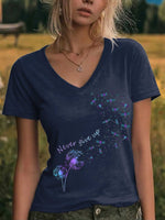 Never Give Up Suicide Prevention Awareness V-neck Casual T-shirt