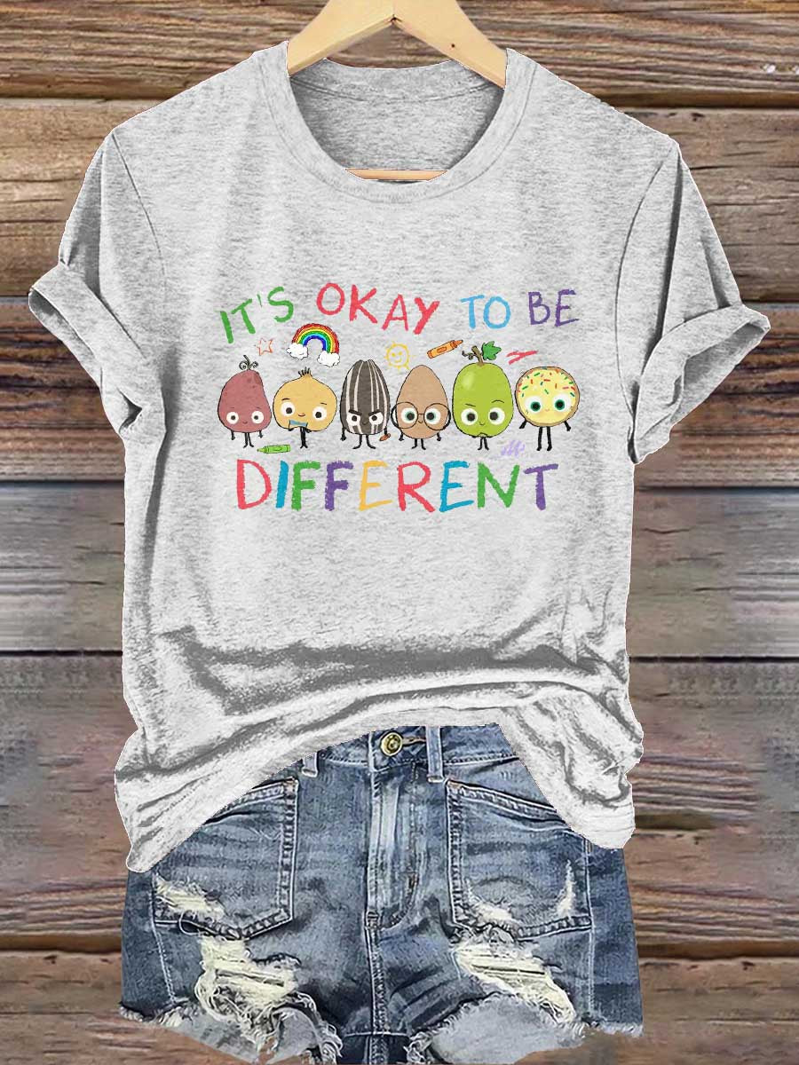 It's Okay To Be Different Autism Awareness Print T-shirt