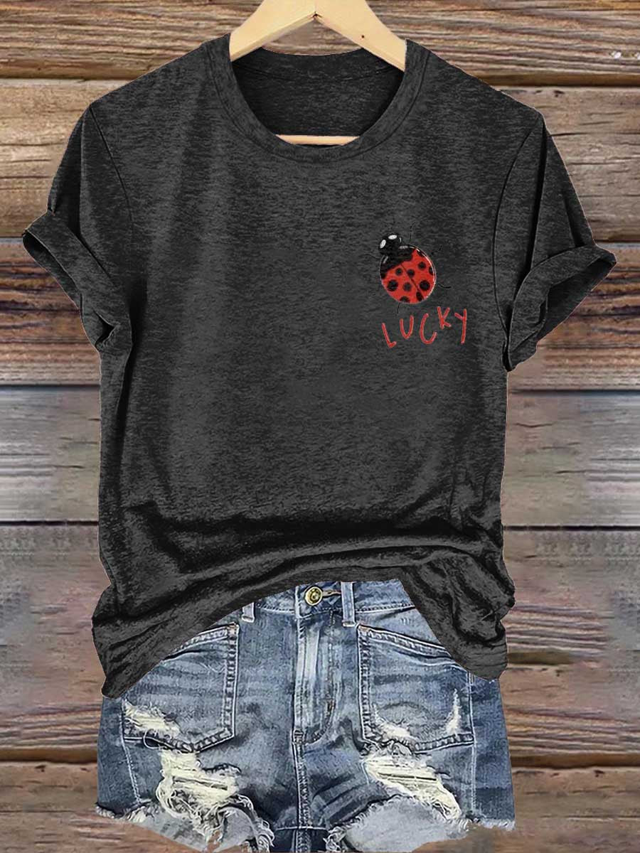 Lucky Ladybug Print T-shirt