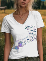 Never Give Up Suicide Prevention Awareness V-neck Casual T-shirt