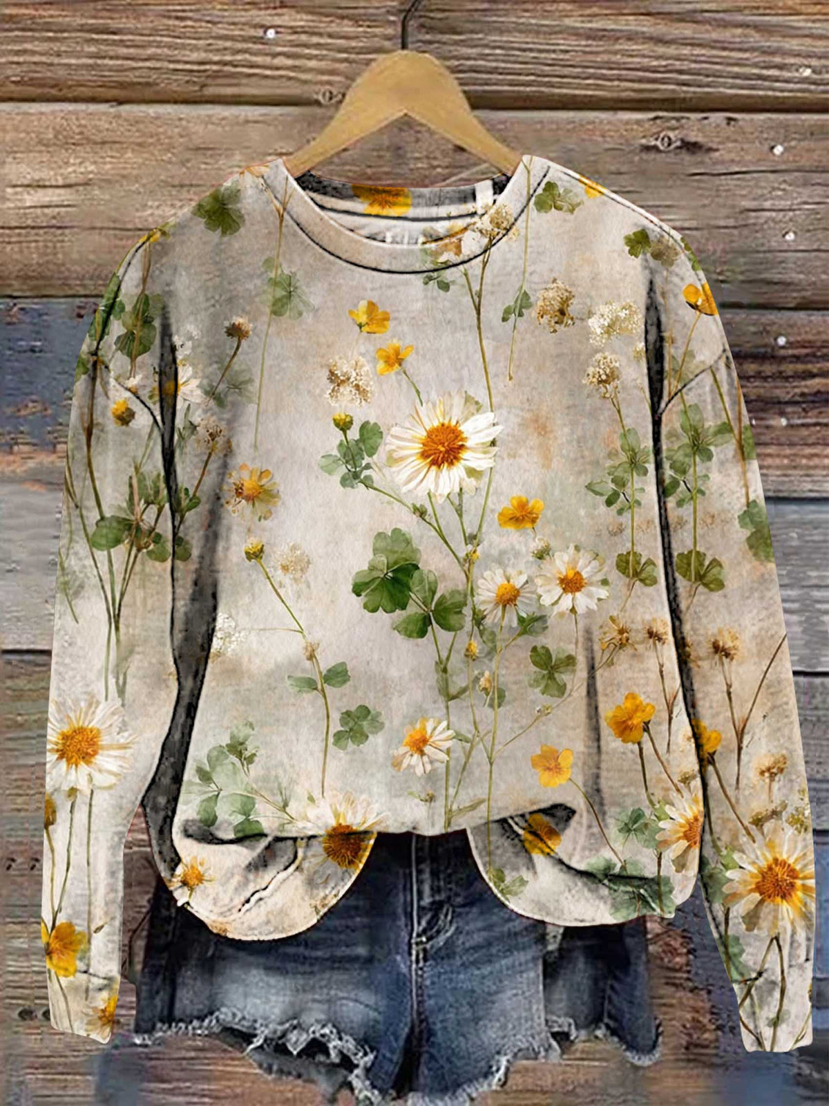 Floral Casual Cotton Sweatshirt