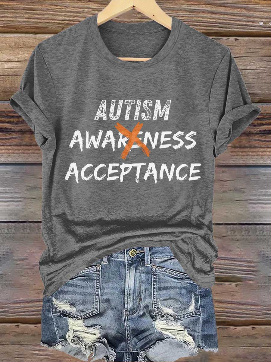 Autism Awareness Acceptance Print T- Shirt