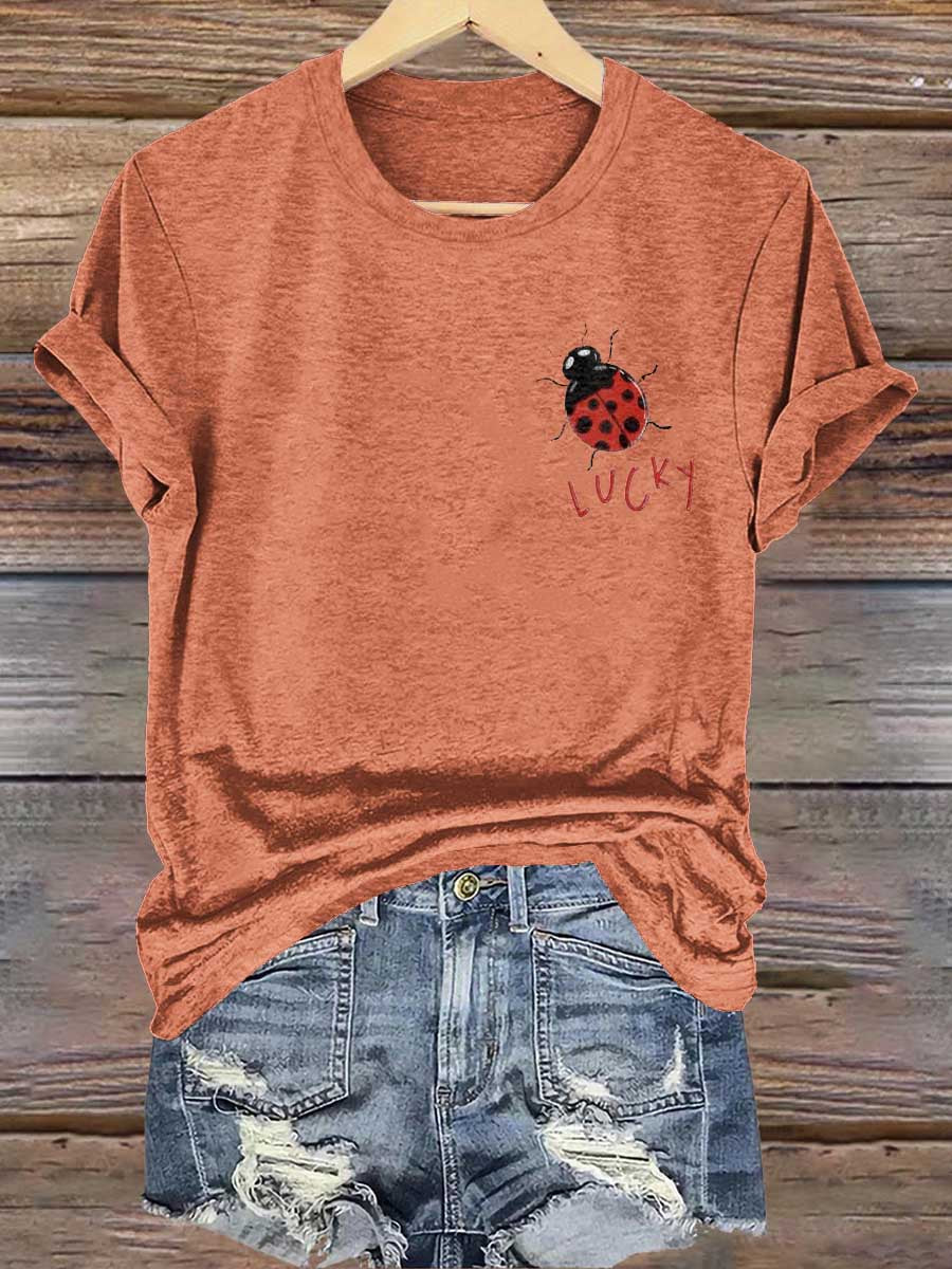Lucky Ladybug Print T-shirt