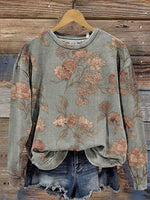 Floral Art Print Casual Sweatshirt