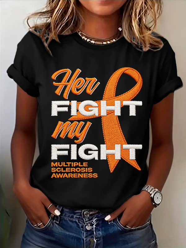 Her Fight My Fight Multiple Sclerosis Awareness Print T-shirt