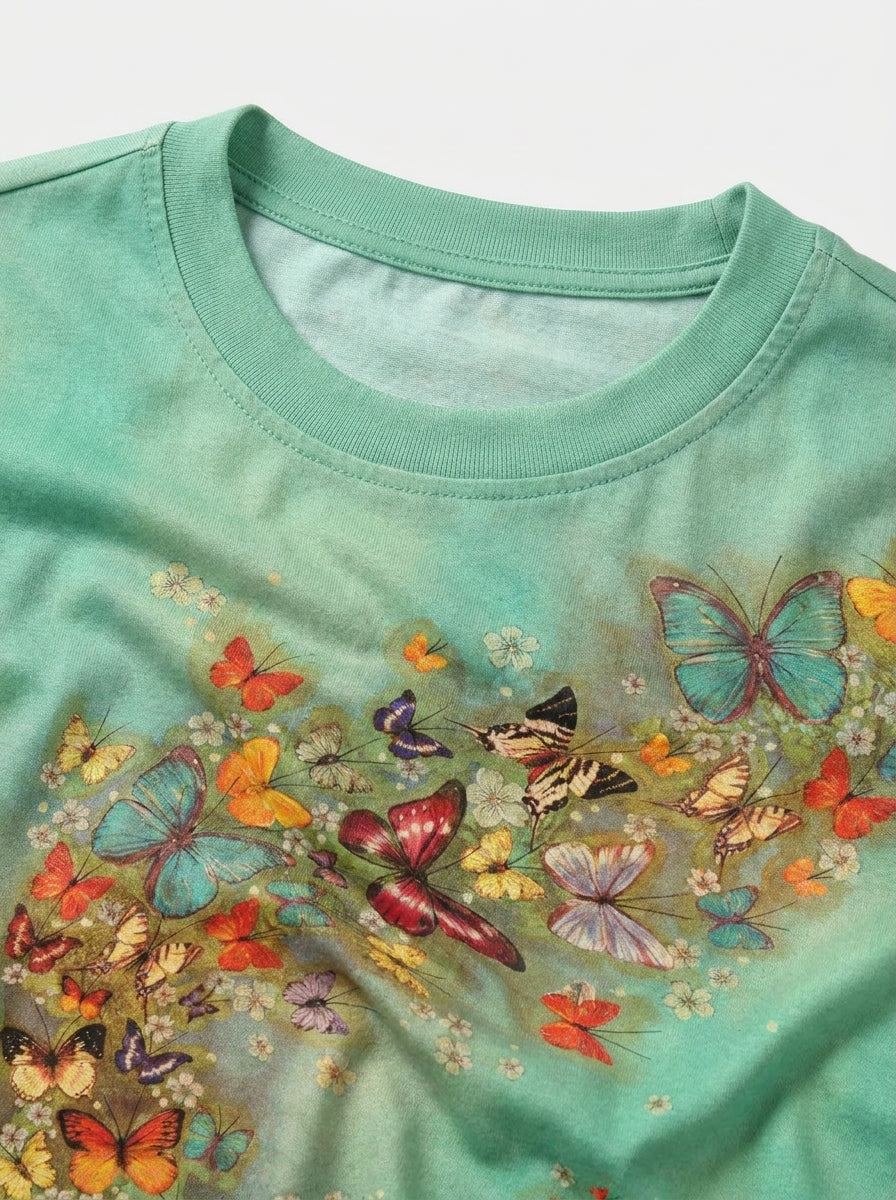 Butterflies Floral Print T-shirt