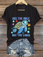 Autism Awareness See The Able Not The Label V-neck Casual T-shirt