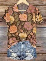 Floral V- Neck Casual T-shirt
