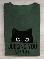 Judging You Silently Cat Art Print T-shirt