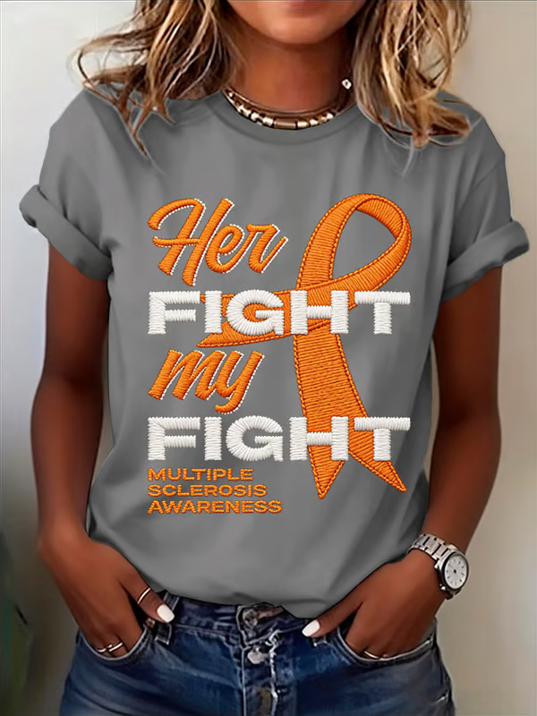 Her Fight My Fight Multiple Sclerosis Awareness Print T-shirt