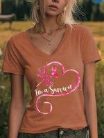 I'm A Survivor Dragonfly V-neck Casual T-shirt