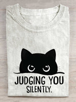 Judging You Silently Cat Art Print T-shirt