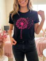 Dandelion Breast Cancer Awareness Print T-shirt
