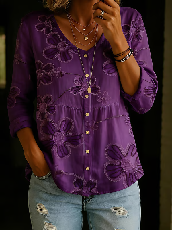 Women's Purple Floral Top