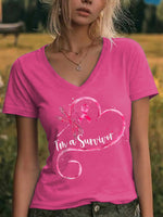 I'm A Survivor Dragonfly V-neck Casual T-shirt