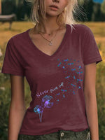 Never Give Up Suicide Prevention Awareness V-neck Casual T-shirt