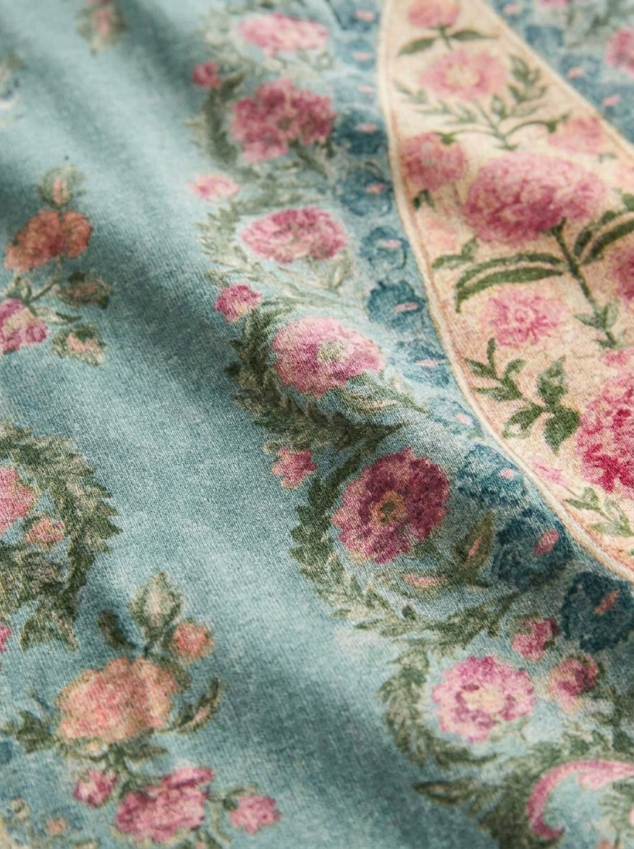 Paisley Floral V- Neck Casual T-shirt
