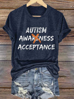 Autism Awareness Acceptance Print T- Shirt