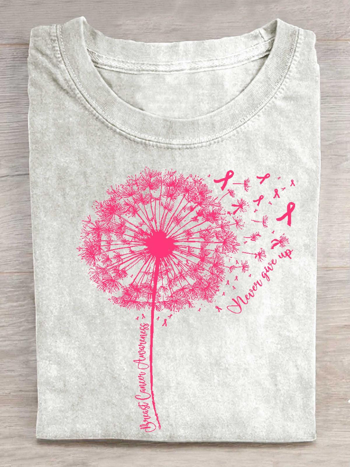 Dandelion Breast Cancer Awareness Print T-shirt