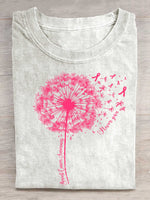 Dandelion Breast Cancer Awareness Print T-shirt
