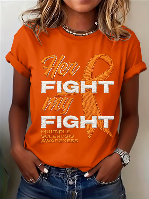 Her Fight My Fight Multiple Sclerosis Awareness Print T-shirt