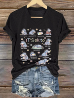 Autism Awareness It's Ok To V-neck Casual T-shirt