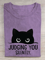 Judging You Silently Cat Art Print T-shirt