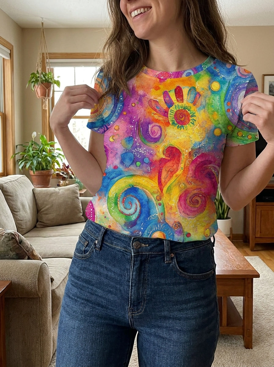 Colorful Floral Print T-shirt