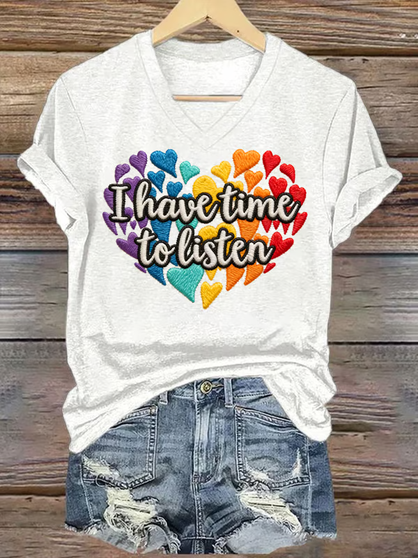 I Have Time To Listen V-neck Casual T-shirt