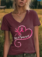 I'm A Survivor Dragonfly V-neck Casual T-shirt
