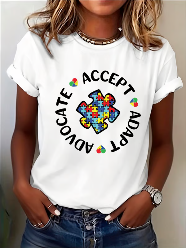 Accept, Adapt, Advocate Autism Awareness Print T-shirt