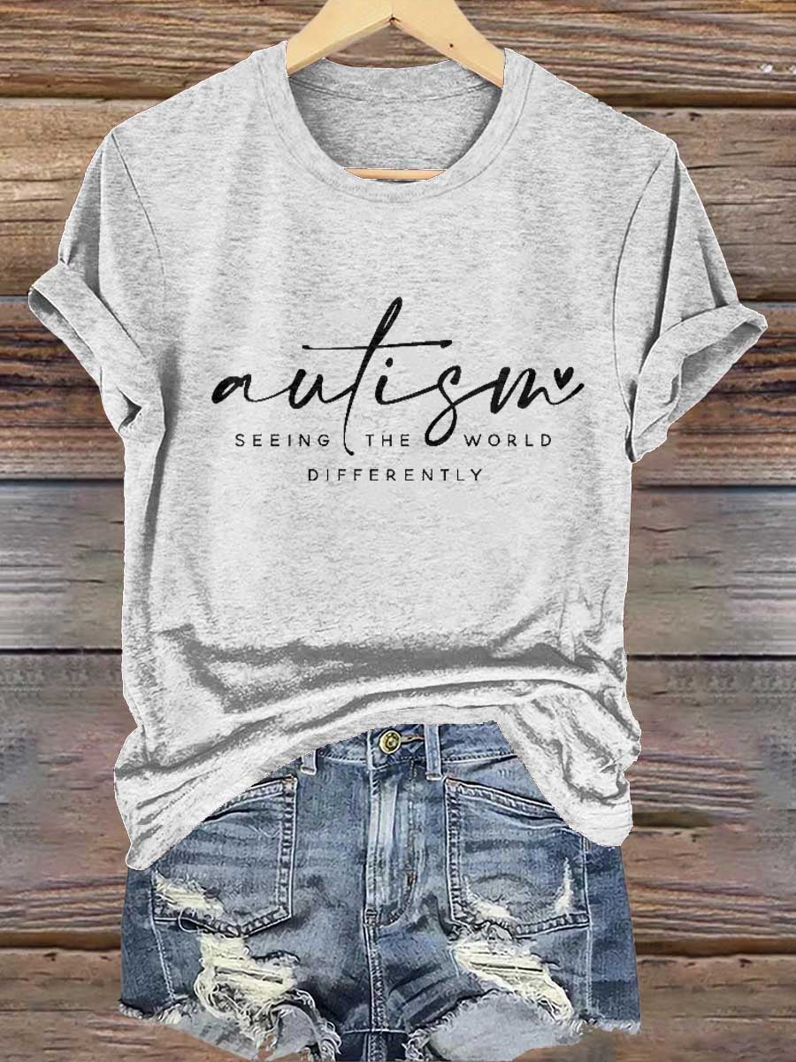 Seeing The World Differently Autism Awareness Print T-shirt