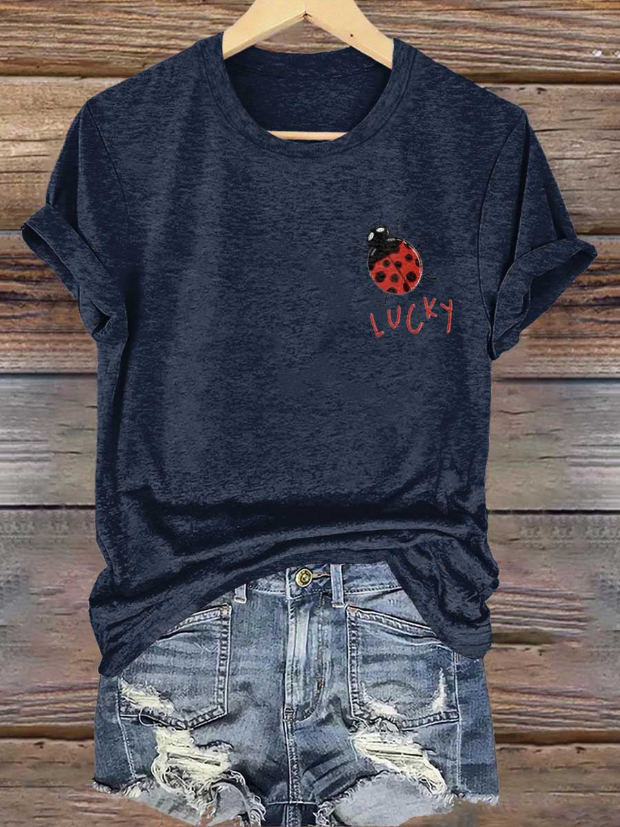 Lucky Ladybug Print T-shirt
