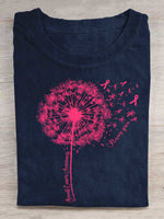 Dandelion Breast Cancer Awareness Print T-shirt