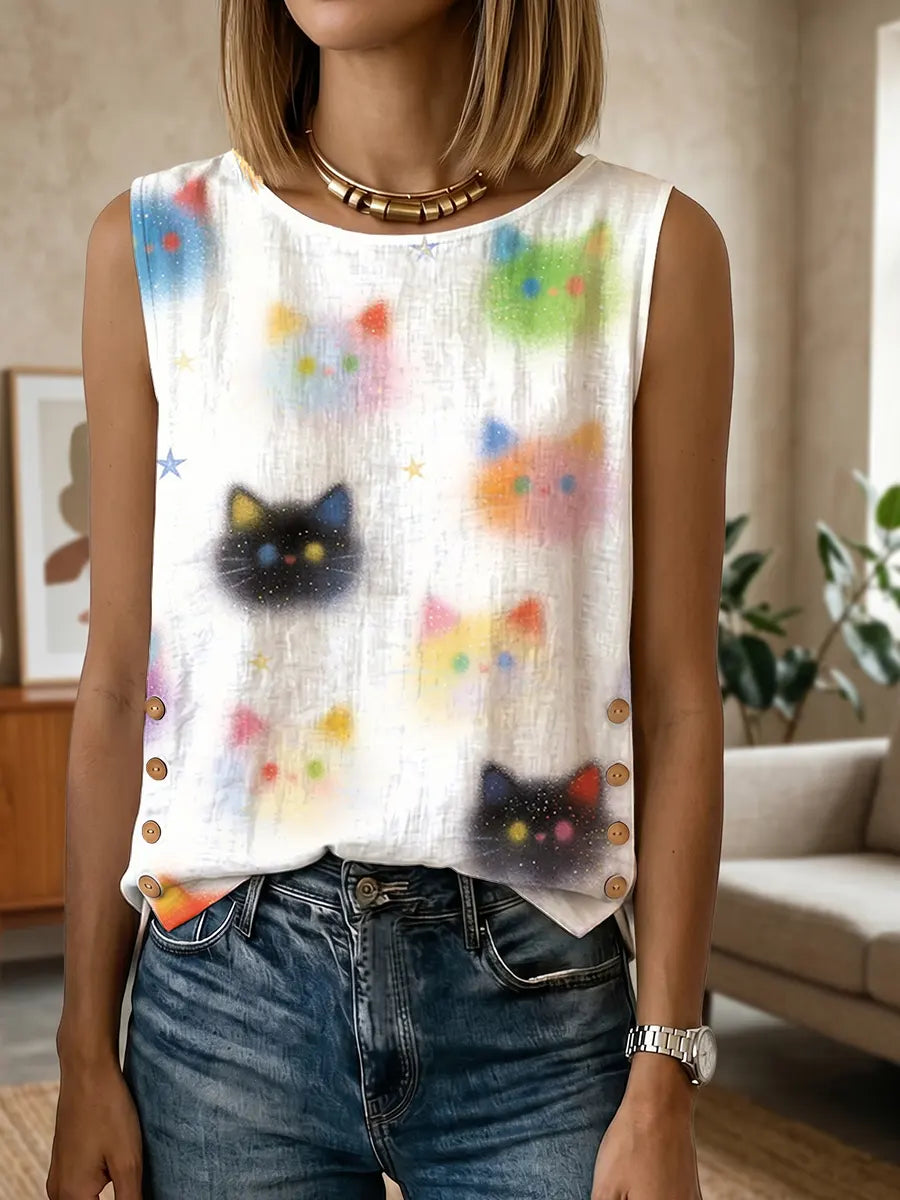 Soft Glow Rainbow Kitten Print Shirt, Healing Shirt, Art Gift