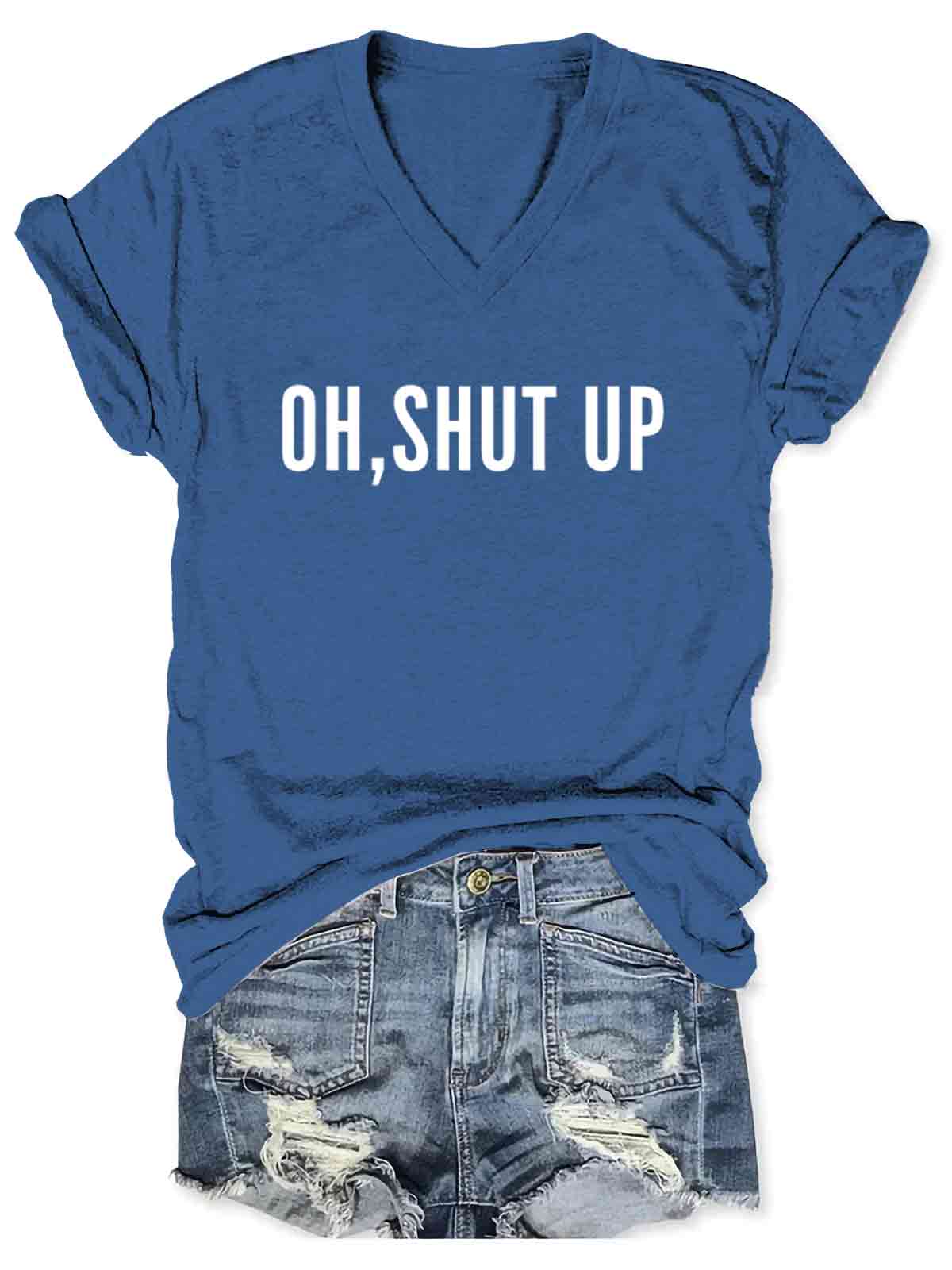 Oh Shut Up Art V-neck Casual T-Shirt