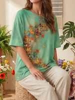 Butterflies Floral Print T-shirt