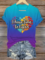 I Have Time To Listen V-neck Casual T-shirt