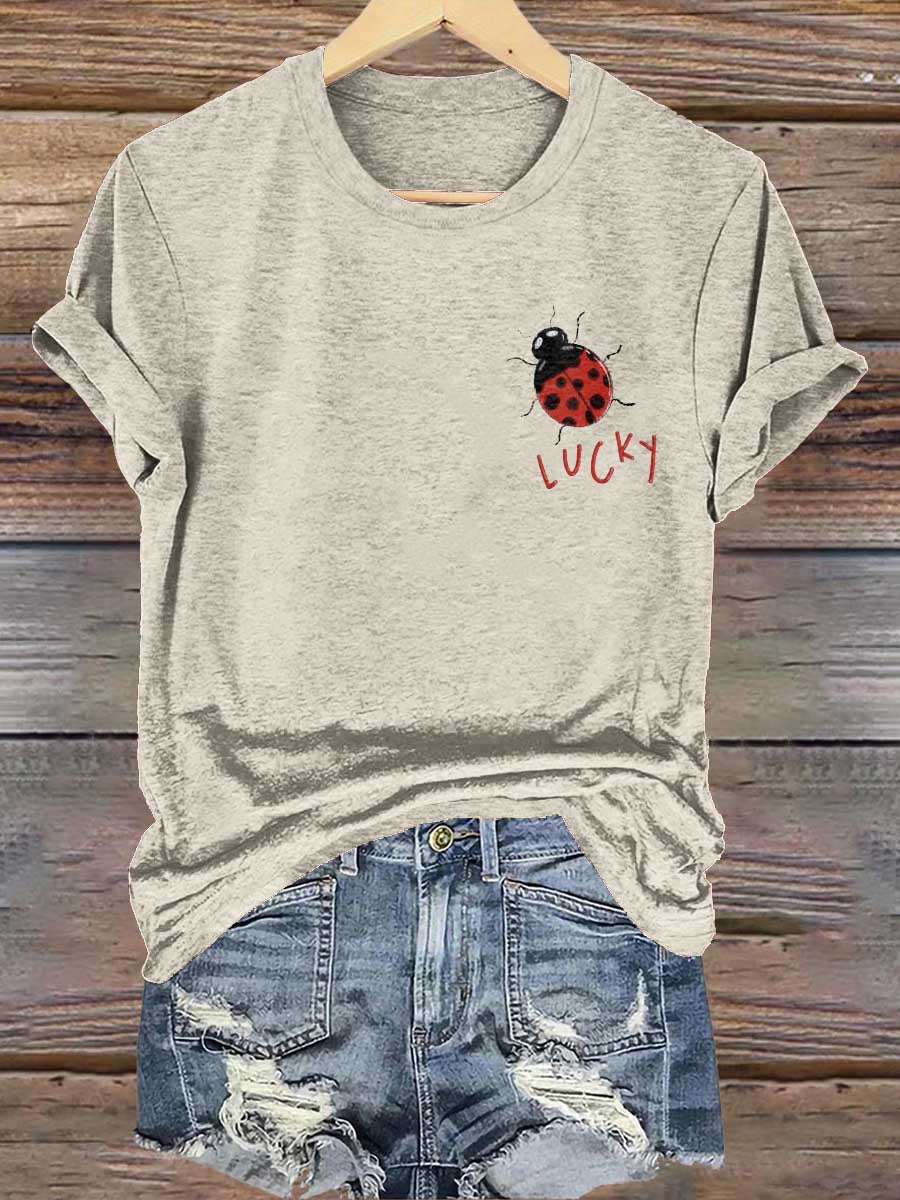 Lucky Ladybug Print T-shirt