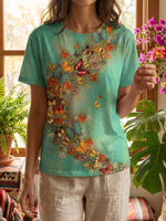 Butterflies Floral Print T-shirt