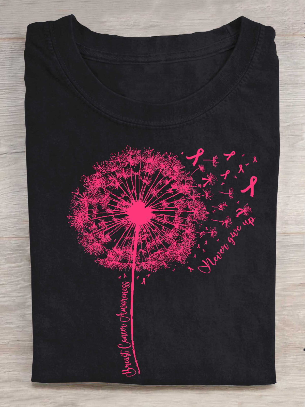 Dandelion Breast Cancer Awareness Print T-shirt