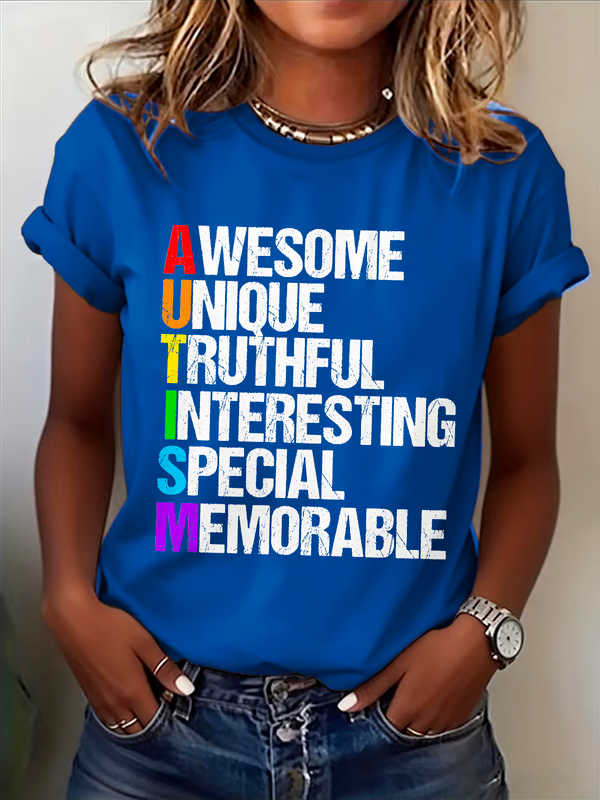 Autism Awareness Awesome Unique Truthful Interesting Special Memorable Print T-shirt