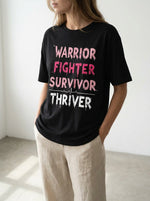 Warrior Fighter Survivor Thriver Breast Cancer Awareness Print T-shirt