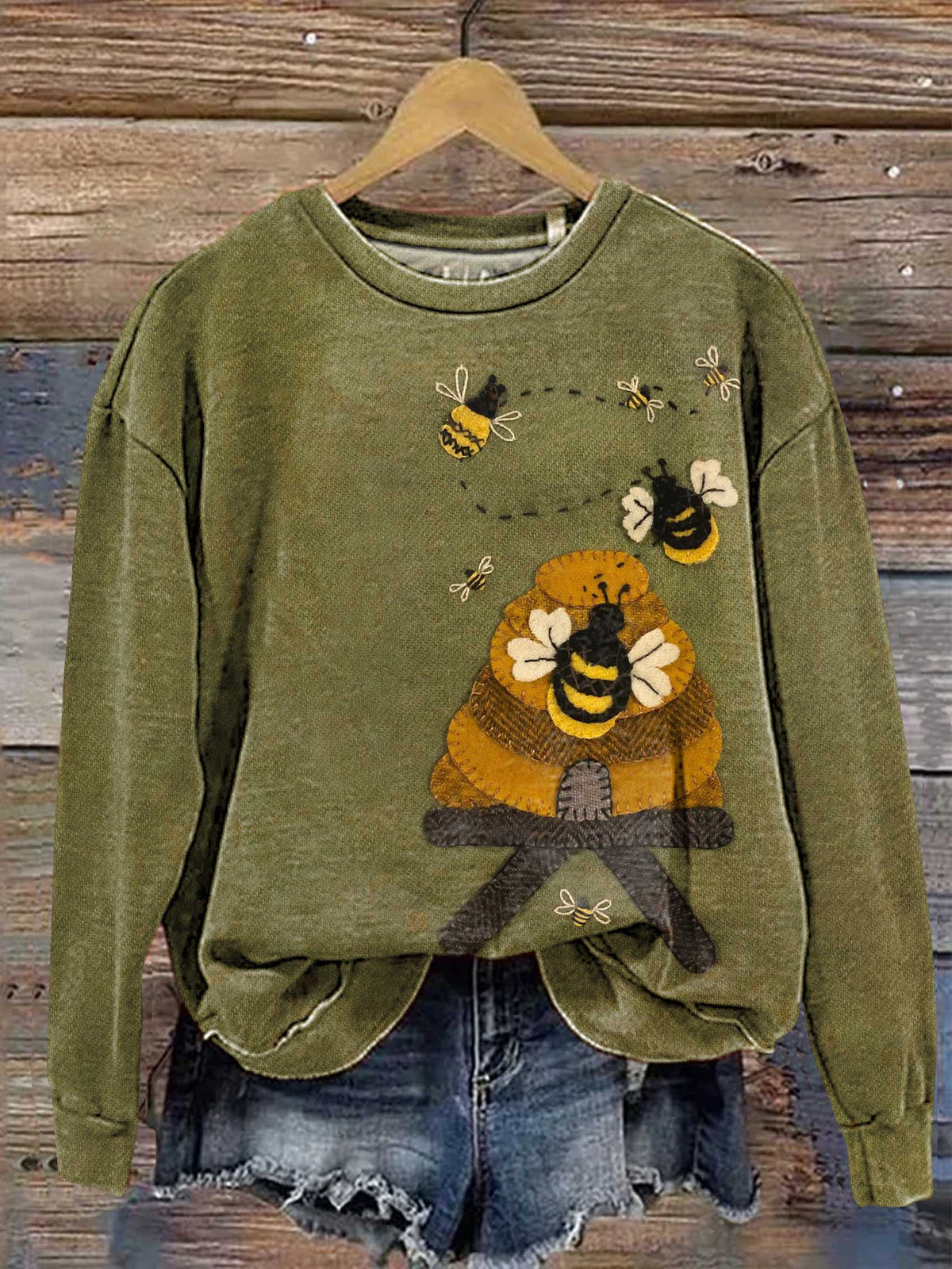 Bee Print Casual Sweatshirt