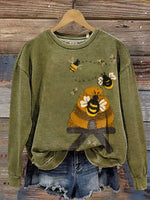 Bee Print Casual Sweatshirt